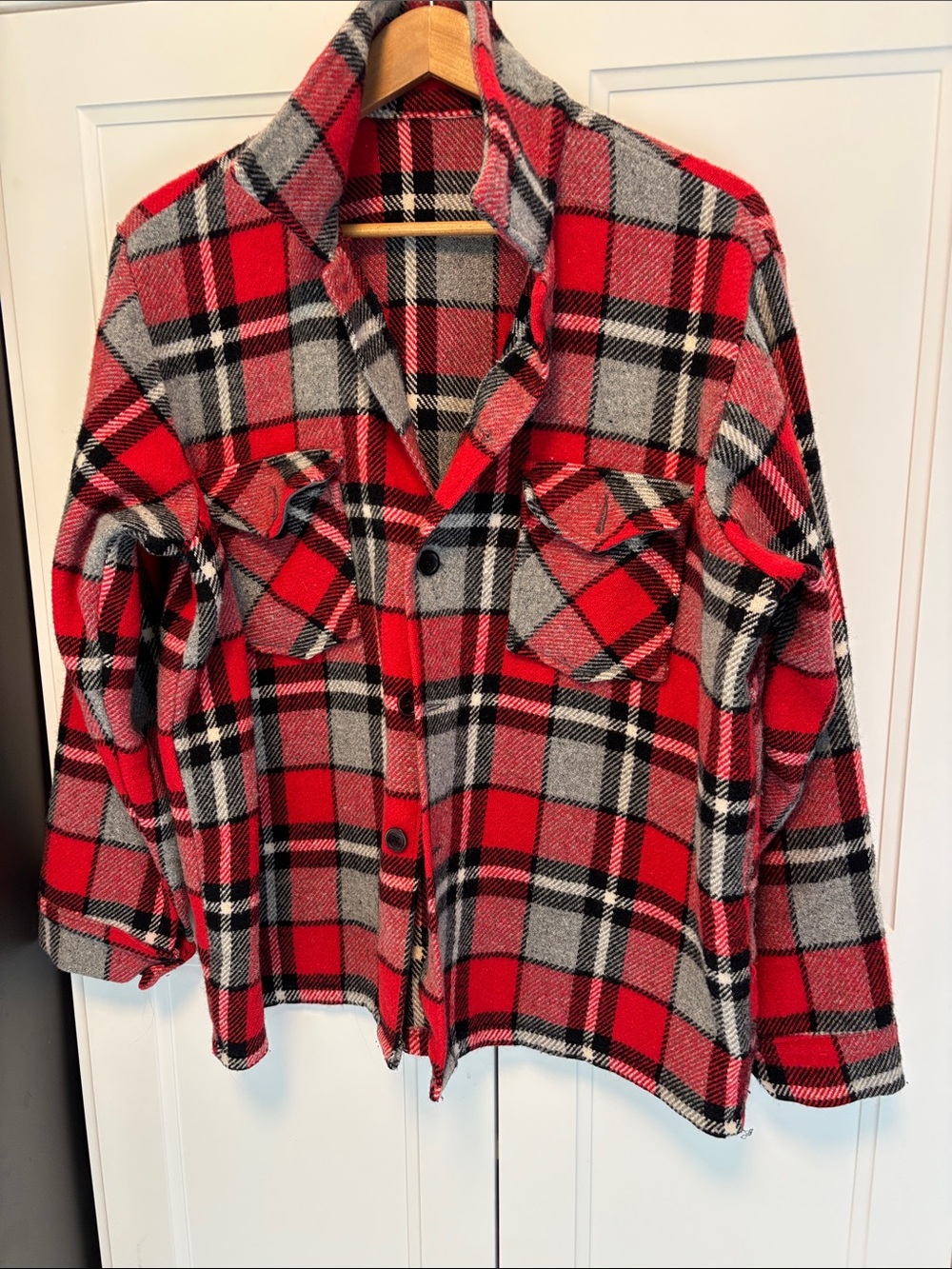 Women's Red Plaid Button-Up Jacket